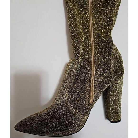 Shimmering Gold Women's Heeled Boots - Picture 5 of 6